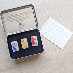 Vintage Salt Lake 2002 Olympic Winter Games Collectible Mascot Pin Set in Tin